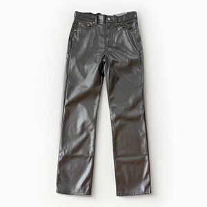 Gap 90s Straight High Rise Faux Leather Pants Brown Size 27 Short 4